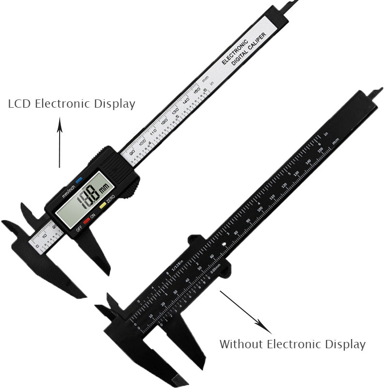 Calibrador digital de fibra de carbono: rango de medición de 150 mm y 100 mm, calibrador Vernier electrónico, micrómetro, regla digital con alta precisión y exactitud