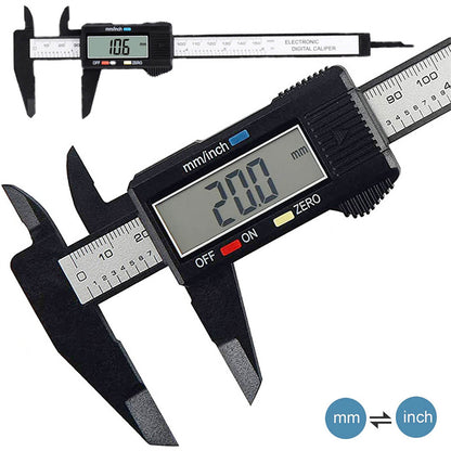 Calibrador digital de fibra de carbono: rango de medición de 150 mm y 100 mm, calibrador Vernier electrónico, micrómetro, regla digital con alta precisión y exactitud