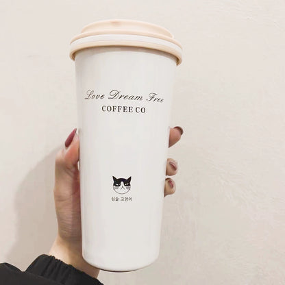 Stainless Steel Coffee Cup Simple Handy Cup Stylish Vacuum Cup Portable Office Business Female Male Cute Water Cup