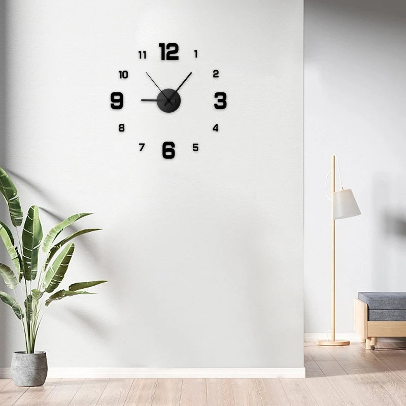 Creative Frameless DIY Wall Clock Wall Decal Home Silent Clock Living Room Office Wall Decoration