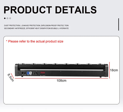 Barra de luces LED con cabezal móvil de 8 x 12 W, luces de escenario RGBW 4 en 1, DMX para discotecas, bares y clubes