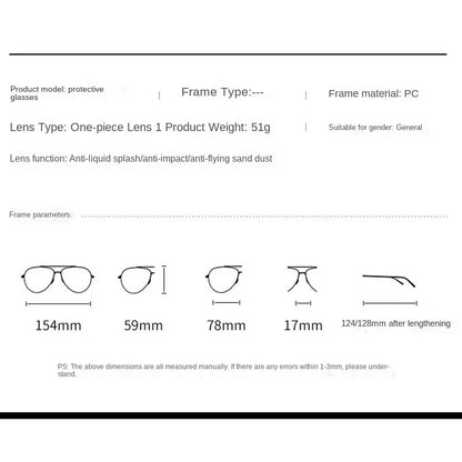 Gafas de protección para el trabajo en laboratorio químico, con patas telescópicas, a prueba de salpicaduras y polvo, antivaho